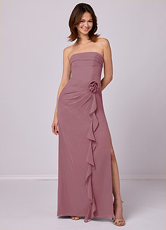 Barbie ♥ Azazie Bridesmaid Dresses Vintage Mauve Sheath Strapless Chiffon Convertible Dress image1