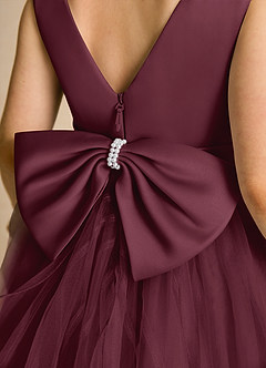 Azazie Pear vestidos de niña de las flores Vestido de Cabernet de Tul de Princesa con Lazo image6