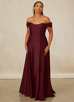 Christian Siriano Bridal for Azazie 1002 Bridesmaid Dresses Cabernet A-Line Off the Shoulder Stretch Satin Convertible Dress image8