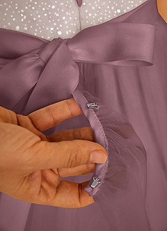 Azazie Tay Flower Girl Dresses Vintage Mauve A-Line Sequins Tulle Dress image4