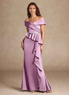 Azazie Dareia Mother of the Bride Dresses Wisteria Mermaid Off the Shoulder Stretch Satin Dress image6