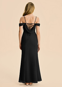 Azazie Nira Junior Black Mermaid Ruched Chiffon Dress image2
