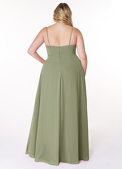 Azazie Moira Bridesmaid Dresses Pistachio A-Line Scoop Chiffon Dress image9