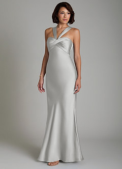 Azazie Zaria Bridesmaid Dresses Silver Mermaid Sweetheart Neckline Stretch Satin Dress image6