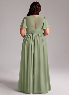 Azazie Verna Abiti da damigella d'onore premaman Abito A-Line Increspato con Scollo a V Chiffon Floor-Length image12
