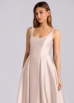 Azazie Amalie Bridesmaid Dresses Blushing Pink A-Line Pleated Stretch Satin Dress image6