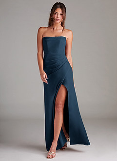 Azazie Leonis Bridesmaid Dresses Dark Navy Sheath Strapless Chiffon Convertible Dress image7