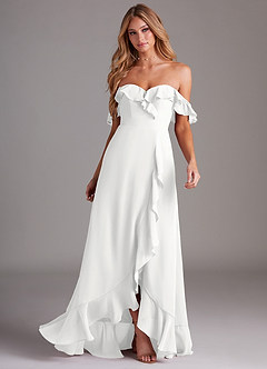 Azazie Lyra Bridesmaid Dresses White A-Line Chiffon Convertible Dress image4