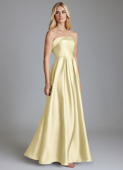 Azazie Lucienne Bridesmaid Dresses Lemon Sorbet A-Line Strapless Stretch Satin Convertible Dress image4