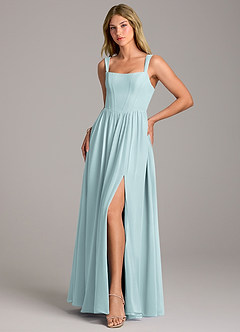 Azazie Rosaline Brautjungfernkleider A-Linie Seitliche Cut-Outs Chiffon Kleid Nebel image3