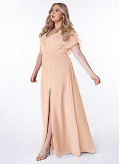 Azazie Rylee Robes de demoiselle d'honneur Robe Trapèze en Mousseline de soie Plissée Rose Perle image8