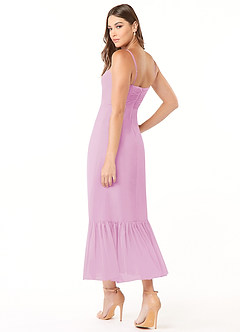 Azazie Justina Robes de demoiselle d'honneur Robe Trapèze en Mousseline de soie Encolure en Forme de Cœur Rose Bonbon image4