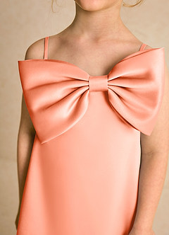 Azazie Kiwi Blumenmädchenkleider A-Linie Spaghetti Riemen Matte Satin Kleid Sonnenuntergang image6