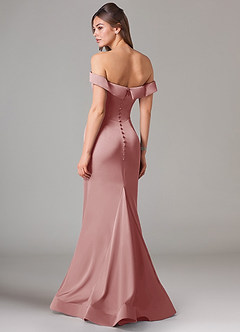 Azazie Everly Bridesmaid Dresses Dusty Rose Mermaid Off the Shoulder Stretch Satin Convertible Dress image5