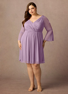 Azazie Teraso 신부의 어머니 드레스 A라인 망사 무릎 길이 드레스 image9