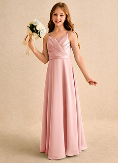 Azazie Umina Girls Formal Flower Girl Dresses Rosette A-Line Pleated Matte Satin Dress image3