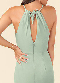 Azazie Hadid Mère de la mariée Robes Robe Fourreau en Maille Plissée Vert Sauge image6