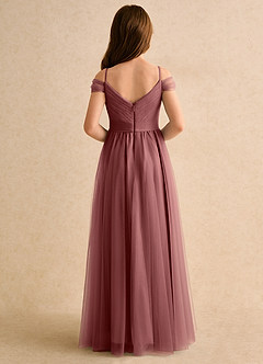 Azazie Yuna Girls Formal Flower Girl Dresses Amethyst A-Line Off the Shoulder Tulle Dress image2