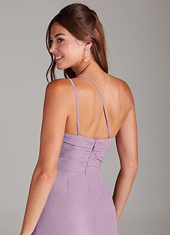 Azazie Eren Bridesmaid Dresses Wisteria Sheath One Shoulder Chiffon Dress image2