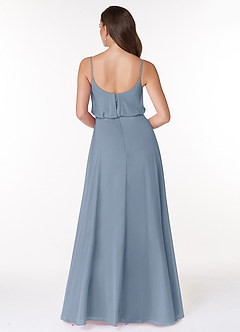 Azazie Lupe Abiti da Damigella Abito A-Line in Chiffon Blouson con Scollo a U Blu Polveroso image2