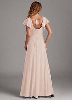 Azazie Bondi Robes de demoiselle d'honneur Robe Trapèze en Mousseline extensible Fente Latérale Rose Pâle image2