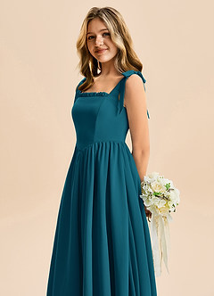 Azazie Delia Junior Abito A-Line in Chiffon Fiocco Blu Inchiostro image7