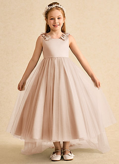 Azazie Lorita Flower Girl Dresses English Rose A-Line Beaded Tulle Dress image2