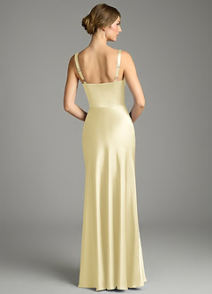 Azazie Alouette Bridesmaid Dresses Lemon Sorbet Mermaid Pleated Stretch Satin Dress image2