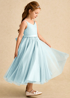 Azazie Patootie vestidos de niña de las flores Vestido de Vidrio Marino de Tul de Corte En A con Tirante Espagueti image4
