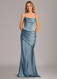 Azazie Pelagia Bridesmaid Dresses Dusty Blue Mermaid Corset Stretch Satin Convertible Dress image6