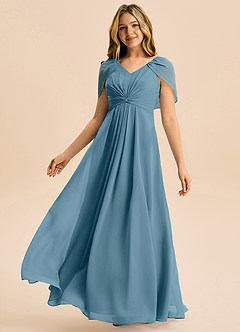 Azazie Emma Junior Robe Trapèze en Mousseline de soie Plissée Bermude image4