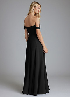 Azazie Seriana Brudtärnklänningar Klä av A-Linje i Chiffong Av axeln Svart image2