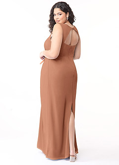 Azazie Flori Bridesmaid Dresses Bronzer Sheath Square Neckline Chiffon Dress image10