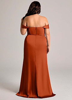 Azazie Johana Bridesmaid Dresses Paprika Mermaid Off the Shoulder Stretch Satin Convertible Dress image11