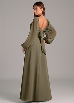 Azazie Annistyn Brudtärnklänningar Klänning av A-Linje i Chiffong Långärmad Pilgrön image2