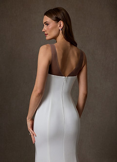 Azazie Naia Wedding Dresses Diamond White Mocha Mermaid Crepe Back Satin Dress image6