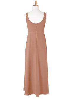 Azazie Renee Junior Champagne Rose A-Line Side Slit Chiffon Dress image6