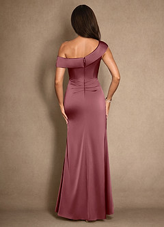 Azazie Hamptons vestidos de madre de la novia Vestido de Rosa Del Desierto de Satén Elástico de Corte En A con Plisado image2