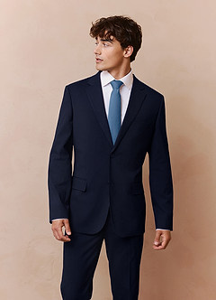 front Savile Navy Blue Wool Blend Suit