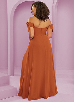 Barbie ♥ Azazie Jurken voor bruidsmeisjes Converteerbaar Jurk van Chiffon met A-Lijn Off the Shoulder Kaneel image8