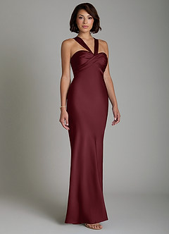 Azazie Zaria Bridesmaid Dresses Cabernet Mermaid Sweetheart Neckline Stretch Satin Dress image5