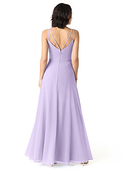 Azazie Janine Bridesmaid Dresses Lilac A-Line V-Neck Chiffon Dress image4