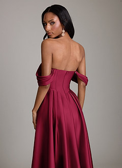 Azazie Loisa Brudtärnklänningar Klä av A-Linje i Stretch Satin Av axeln Bourgogne image4