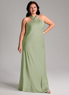 Azazie Doretta Bridesmaid Dresses Dusty Sage Mermaid Pleated Stretch Satin Dress image9
