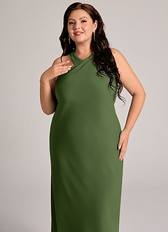 Azazie Doretta 신부 들러리 드레스 인어 주름진 쉬폰 바닥 길이 드레스 image11