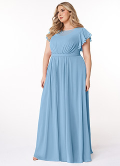 Azazie Daphne Modest Bridesmaid Dresses A-Line Ruffled Chiffon Floor-Length Dress image8