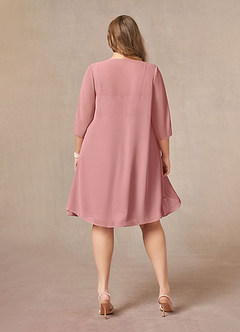 Azazie Olivia Mother of the Bride Dresses Dusty Rose A-Line Square Neckline Pleated Chiffon Dress image8
