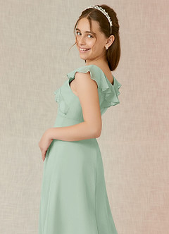 Azazie Alyssa Junior A-Linie Chiffon Kleid Agave image7