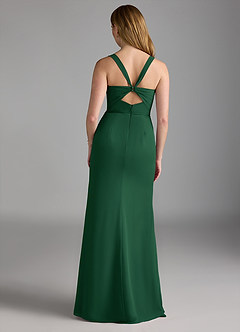 Azazie Mero Bridesmaid Dresses Dark Green Sheath Pleated Chiffon Dress image3