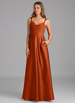 Azazie Beatrice 신부 들러리 드레스 A라인 스윗하트 네크라인 스트레치 새틴 바닥 길이 드레스 image3